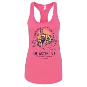 Miranda Lambert Sz Large “I’m Actin’ Up” Velvet Rodeo Pink Graphic Tank Top